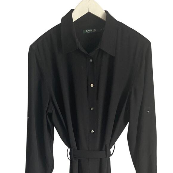 Lauren Ralph Lauren Shirt Dress Black Minimalist Office Workwear Career size 14 - Picture 4 of 5